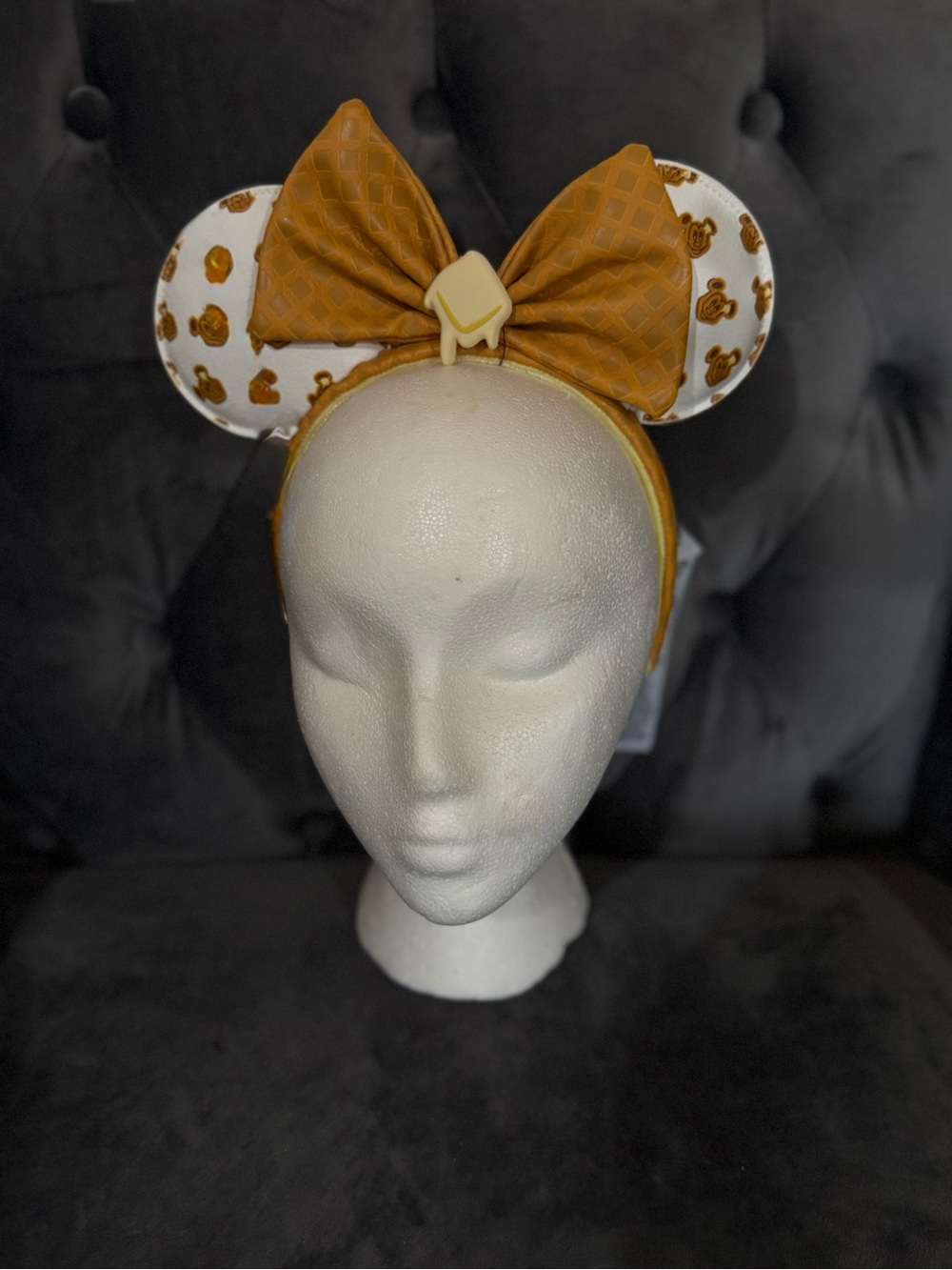 Loungefly Disney parks Mickey Waffle Ear Headband with Bow. HTF NEW Collectible - Picture 12 of 12